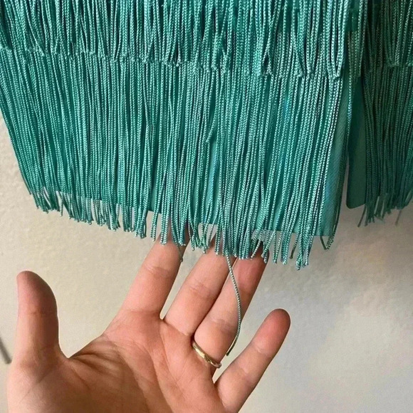 Lavish Alice Underwired Fringe Midi Dress in Aqua Women’s Size 2 NWOT - Picture 10 of 16